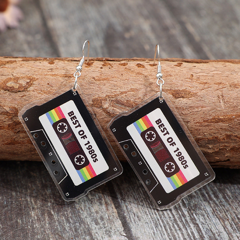Wholesale Retro Acrylic Printed Letter Earrings - Fashion Accessory for Party and Everyday Wear