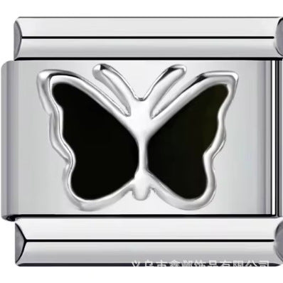 Wholesale Italian Charm Bracelet 9mm DIY Splicing Removable Purple Blue Butterfly Stainless Steel Composable Bracelet