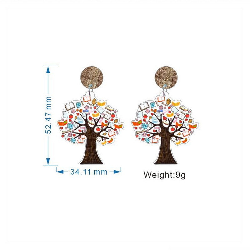 Wholesale Exaggerated European and American Characters Book Book Tree Education Rainbow School Back-to-School Season Girl Cat Teacher Earrings Studs