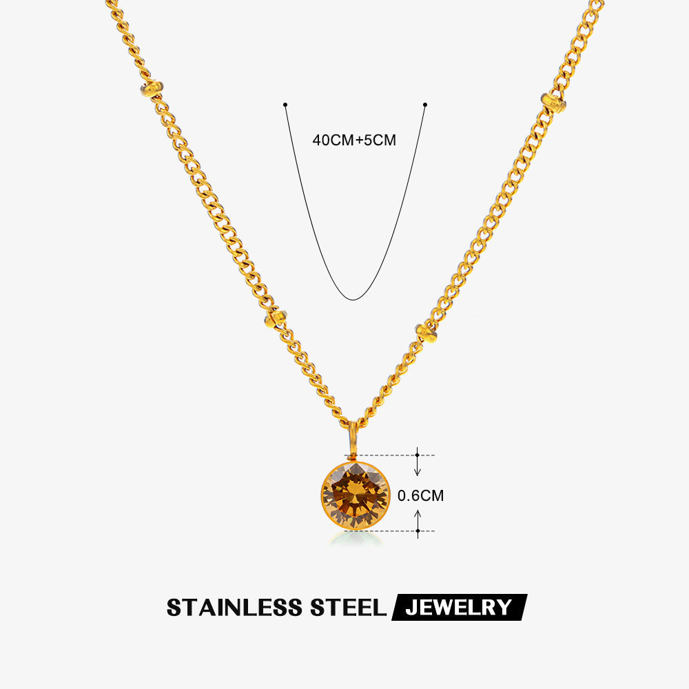 Wholesale December 18K Gold Stainless Steel Diamond Necklace