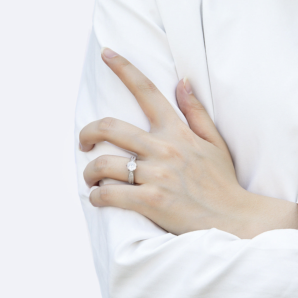 Wholesale  s925 sterling silver ring fashion  six claw zircon jewelry