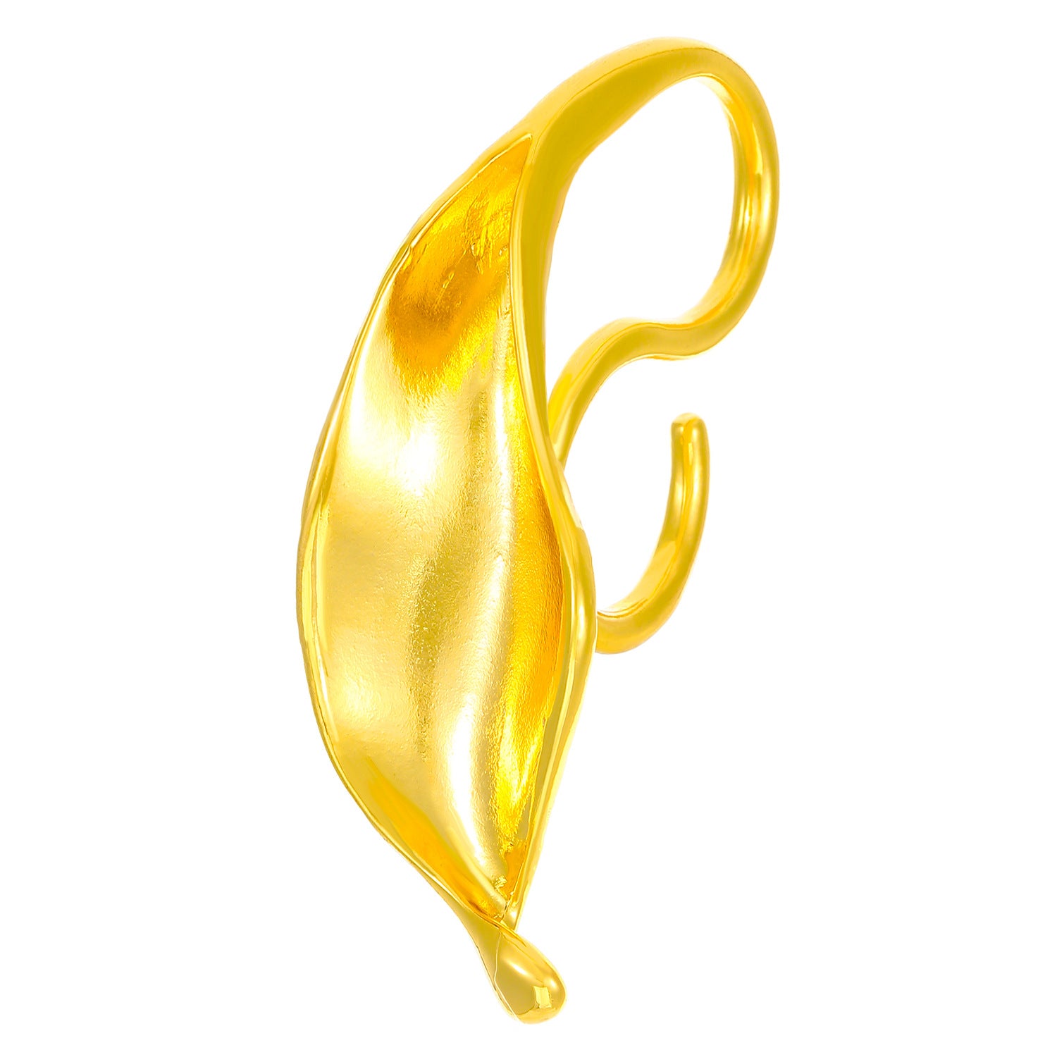 Wholesale Exaggerated Alloy Frosted Leaf Shape Opening Ring