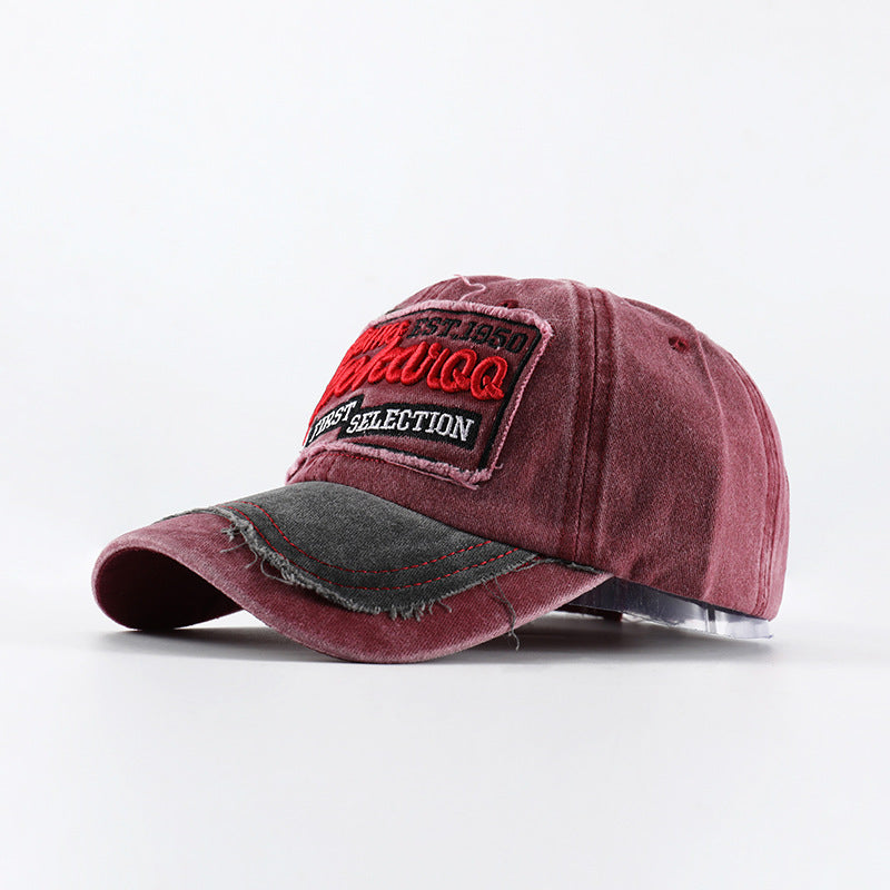 Wholesale Distressed Washed Denim Baseball Cap With Letter Patch Adjustable Unisex Hat Trendy Fashion Accessory For Boutique Resale