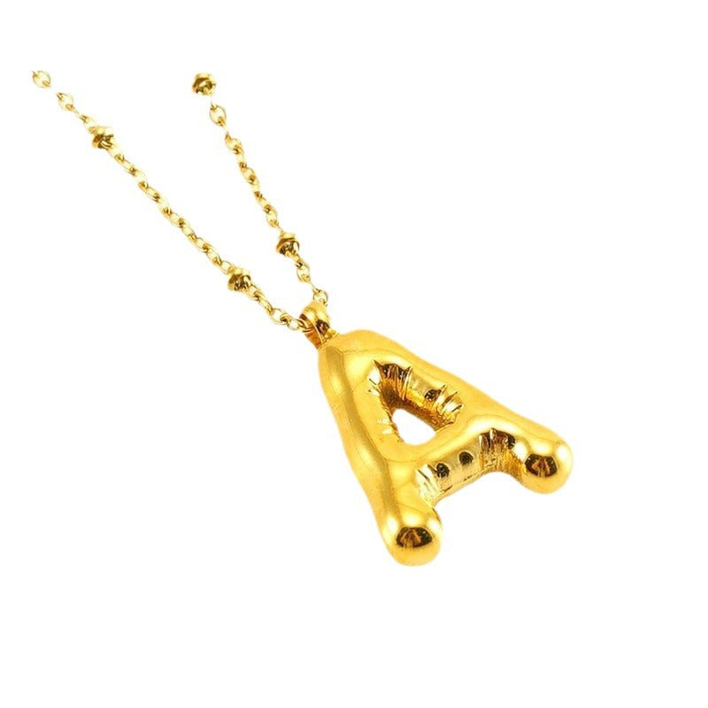 Wholesale  bubble letter necklace 18K stainless steel English letter pendant jewelry