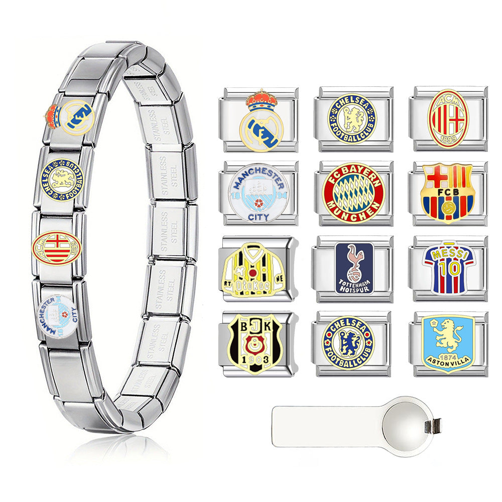 Wholesale 9mm Italian Charm Starter Bracelets DIY square Single Section Creative Stainless Steel Composable Bracelet