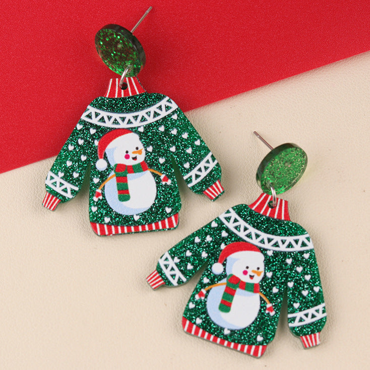 Wholesale Acrylic Sweater Christmas Earrings