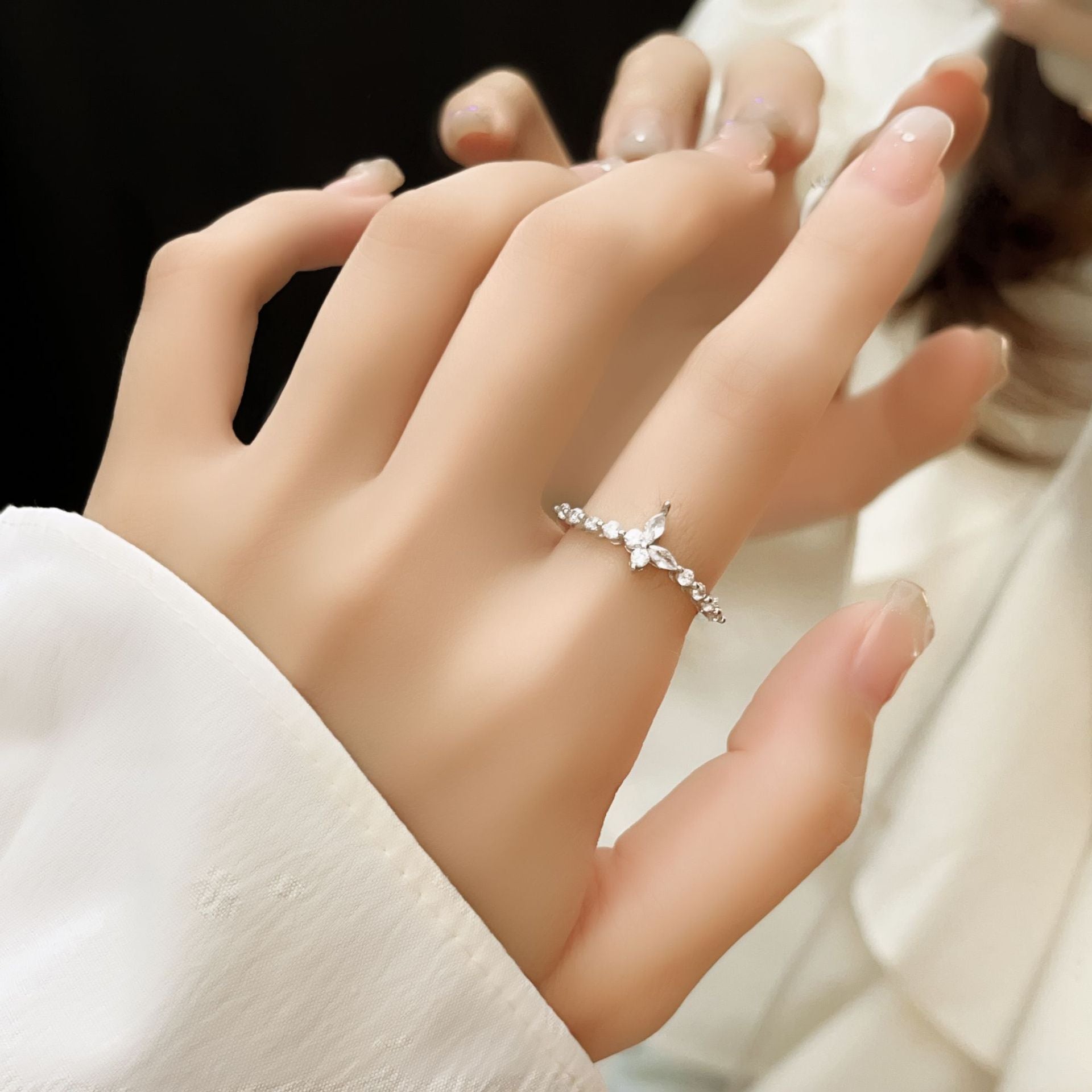 Wholesale  Classic Butterfly Zircon Ring Finger Ring