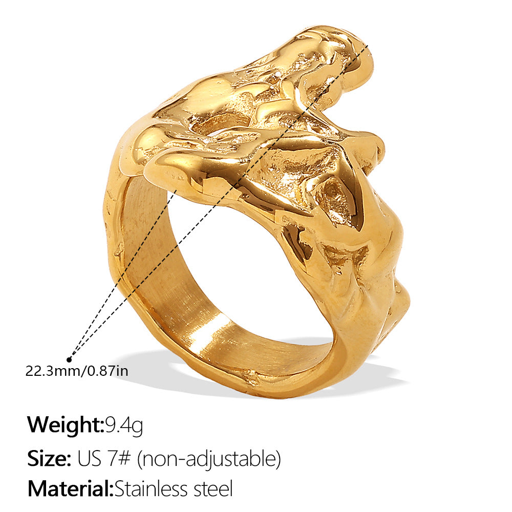 Wholesale  Simple Versatile High-End Rings Stainless Steel Minimalist Luxury Fashion Irregular Rings Jewelry
