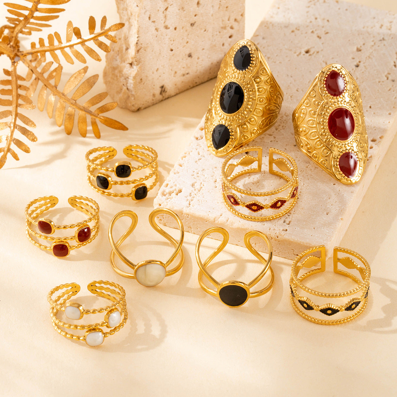 Wholesale  Red Titanium Steel Oil Dropping Light Luxury Retro Ring