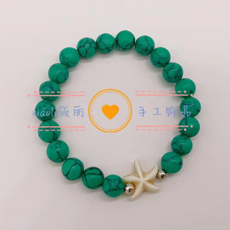 Wholesale Turtle Starfish Stretch Beaded White Turquoise Bracelet ACC-BT-Youl009