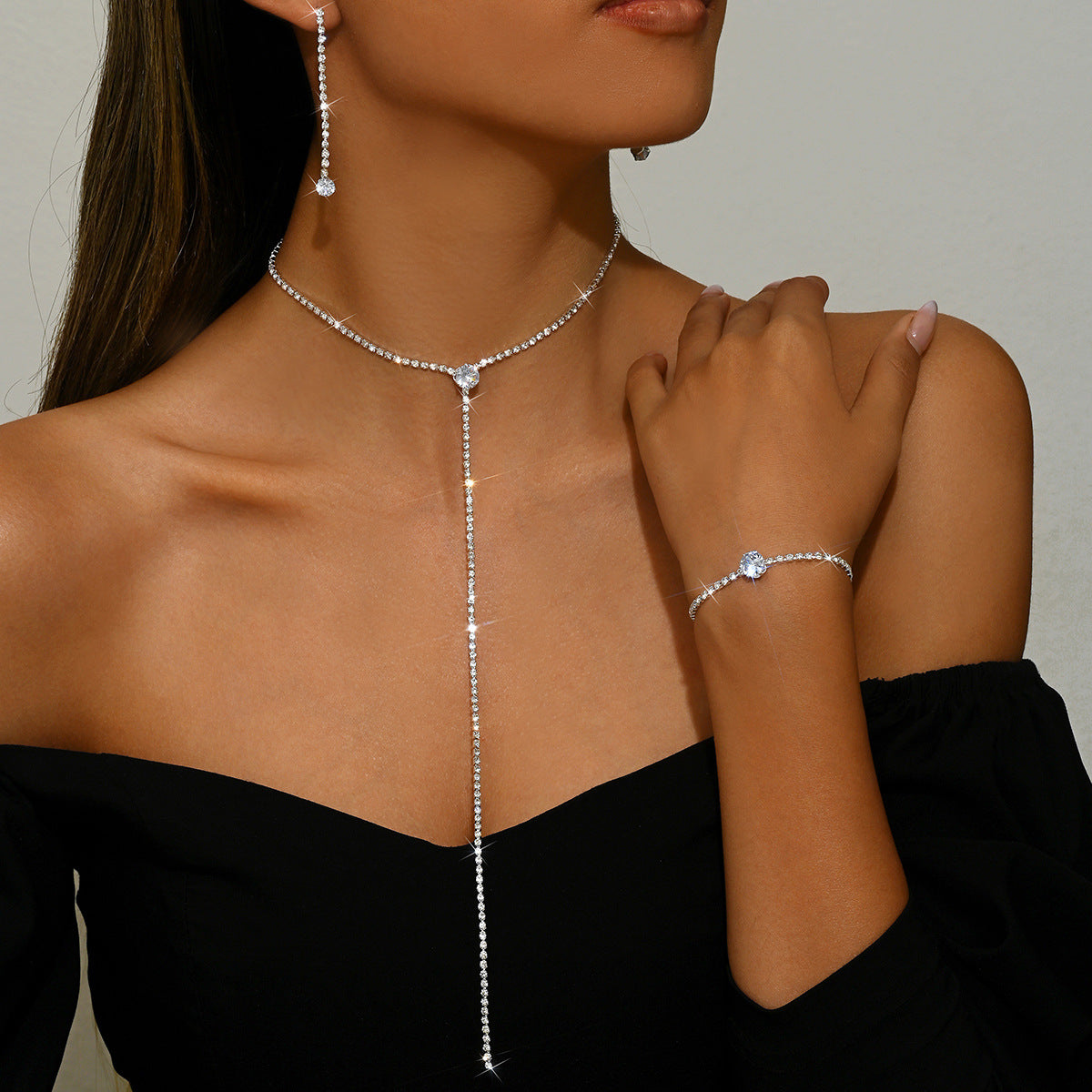 Wholesale  Exaggerated Long Necklace Earrings Bracelet suit