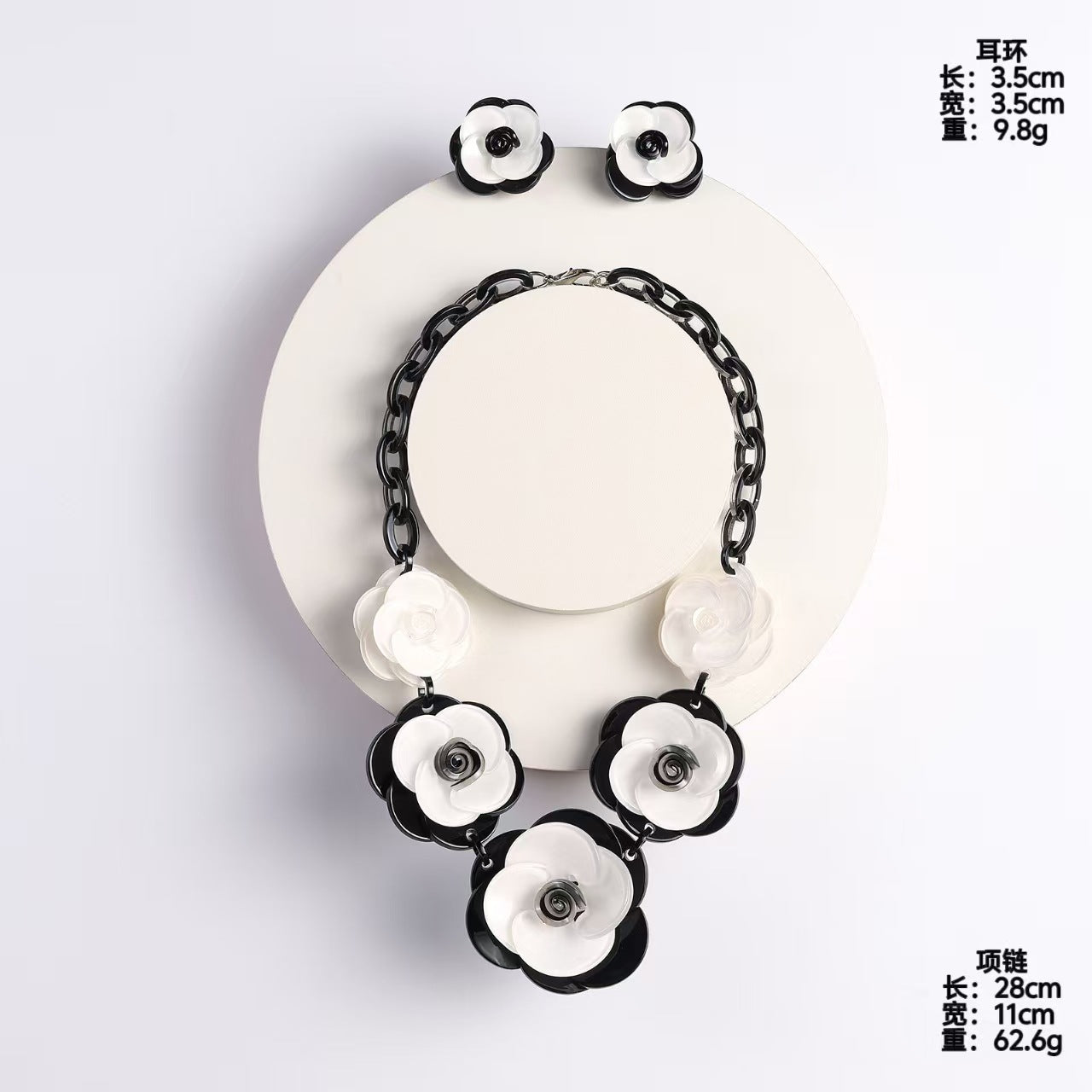 Wholesale Acrylic Flower Necklace and Earring Set,  Creamy Sweet Style,  Fashion Accessory for Boutique Resale