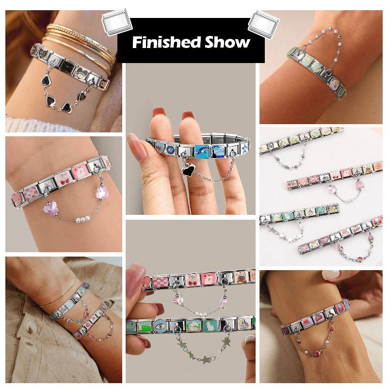 Wholesale Italian Charm Bracelet 9mm DIY Splicing Eye Series Titanium Steel Composable Bracelet