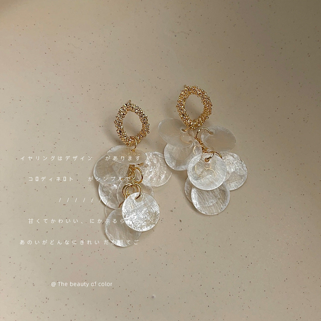 Wholesale Long shell tassel ~ 925 silver plated 14K handmade earrings