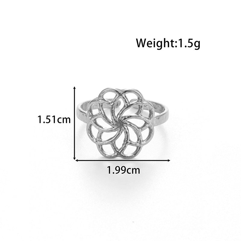 Wholesale Titanium steel stainless steel geometric flowers  opening adjustable ring