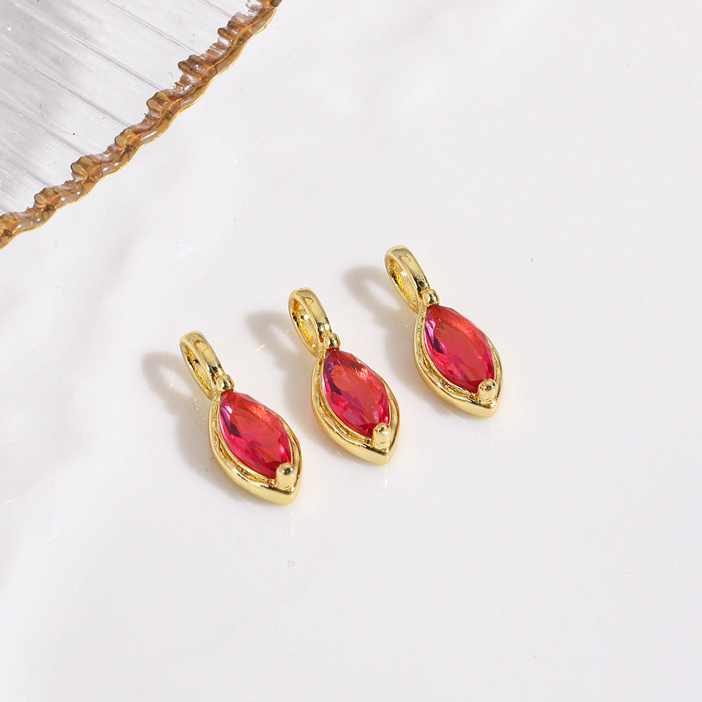 Wholesale 18k gold-plated copper color-preserving zircon marquise pendant