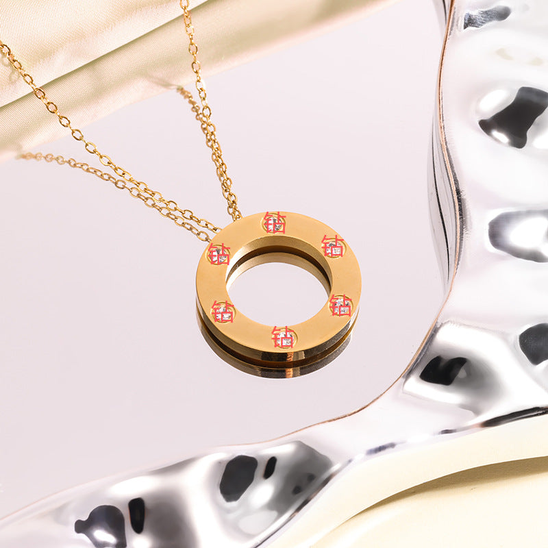 Wholesale Starry Sky Gold Plated Disc Pendant Necklace,  Chic Fashion Jewelry Gift for Women