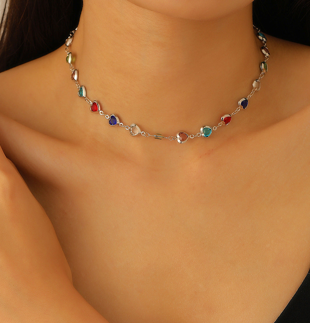 Wholesale  Color Love Bracelet Necklace Personalized Alloy Heart-shaped Dopamine Bracelet