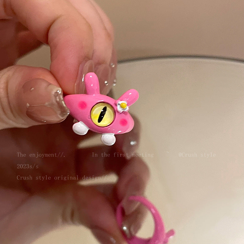 Wholesale  pink cute monster ring