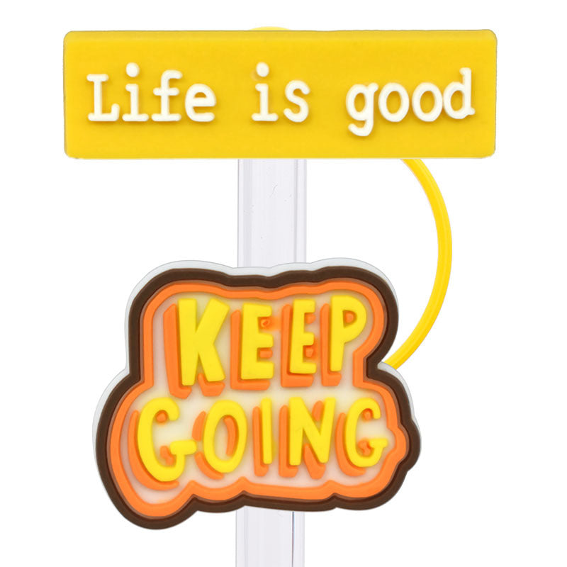 Wholesale Random 100pcs Cartoon English Straw Cover 10MM Straw Tube Cap