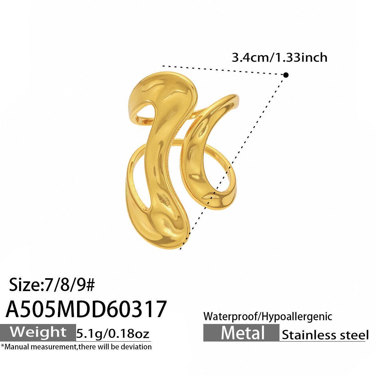 Wholesale Stainless Steel Geometric Open Ring