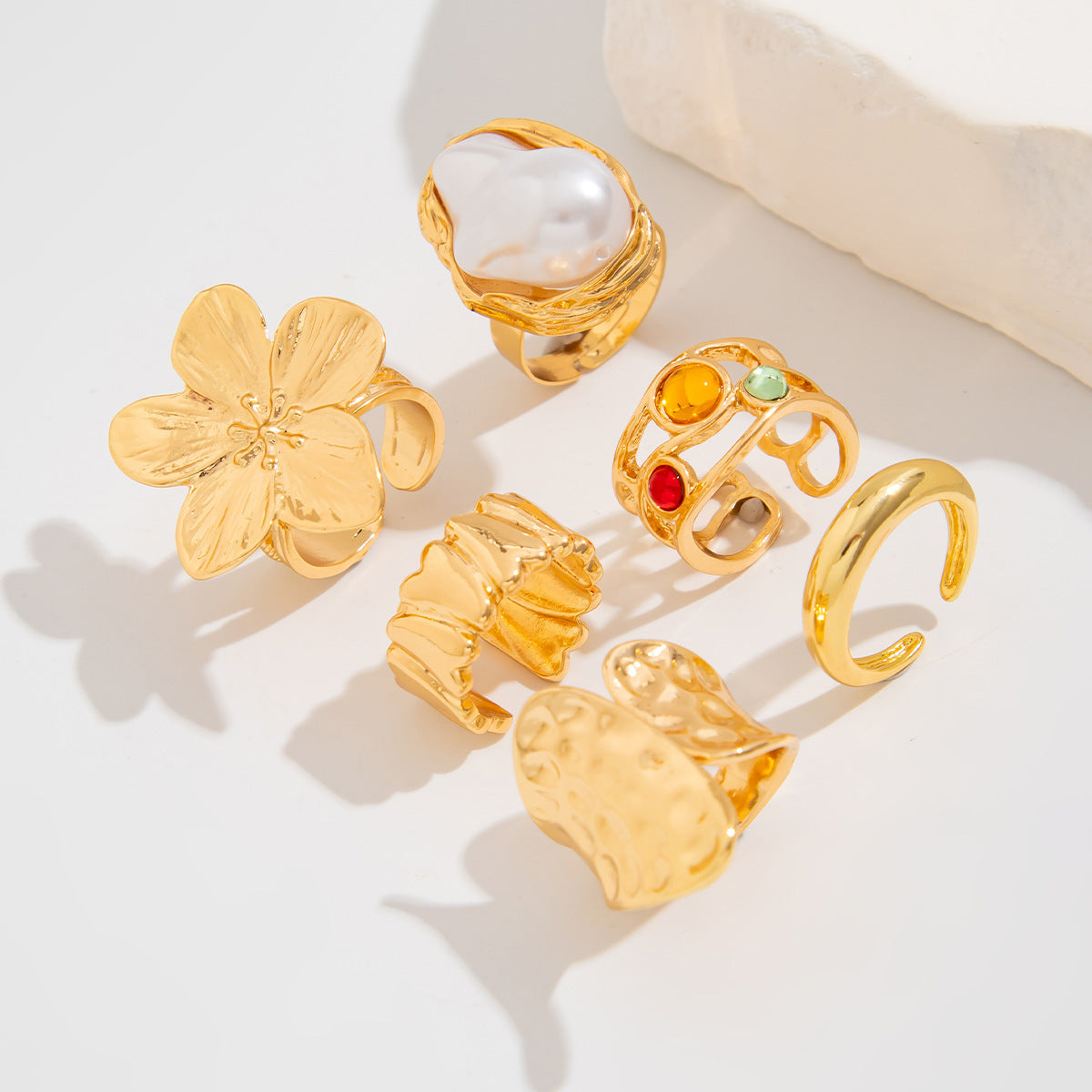 Wholesale All-match ring Lava flower ring ring Geometric irregular open ring