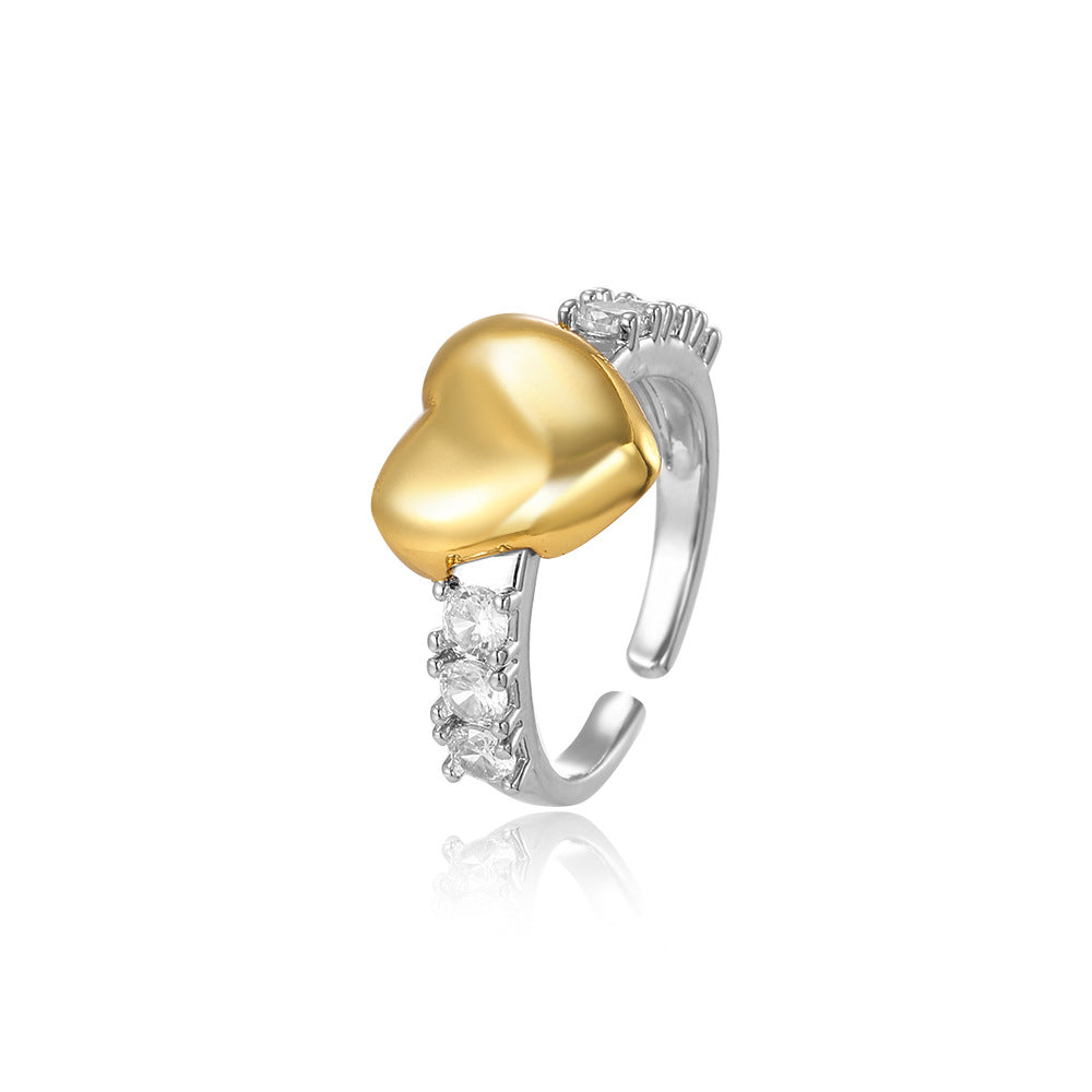 Wholesale Copper-plated heart bow five-pointed star cross butterfly two-tone ring