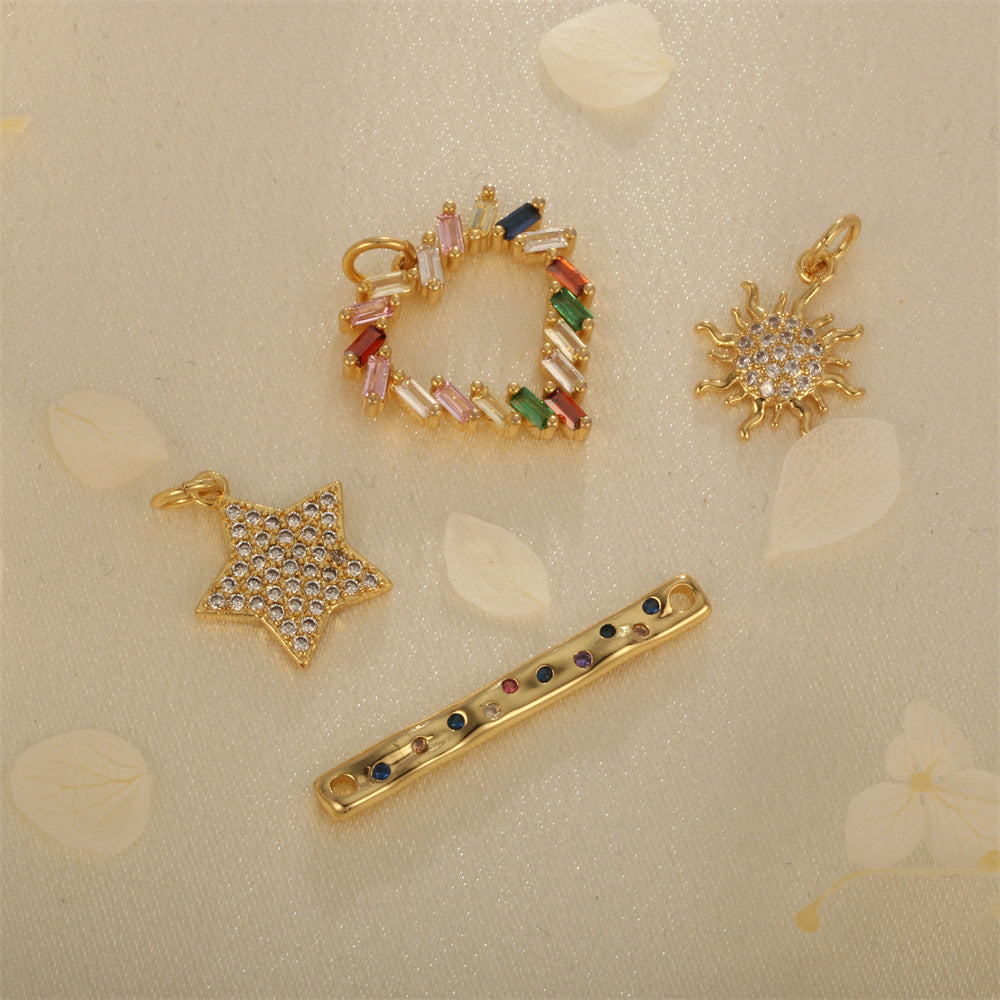 Wholesale Micro-inlaid star and moon six-pointed star round heart pendant