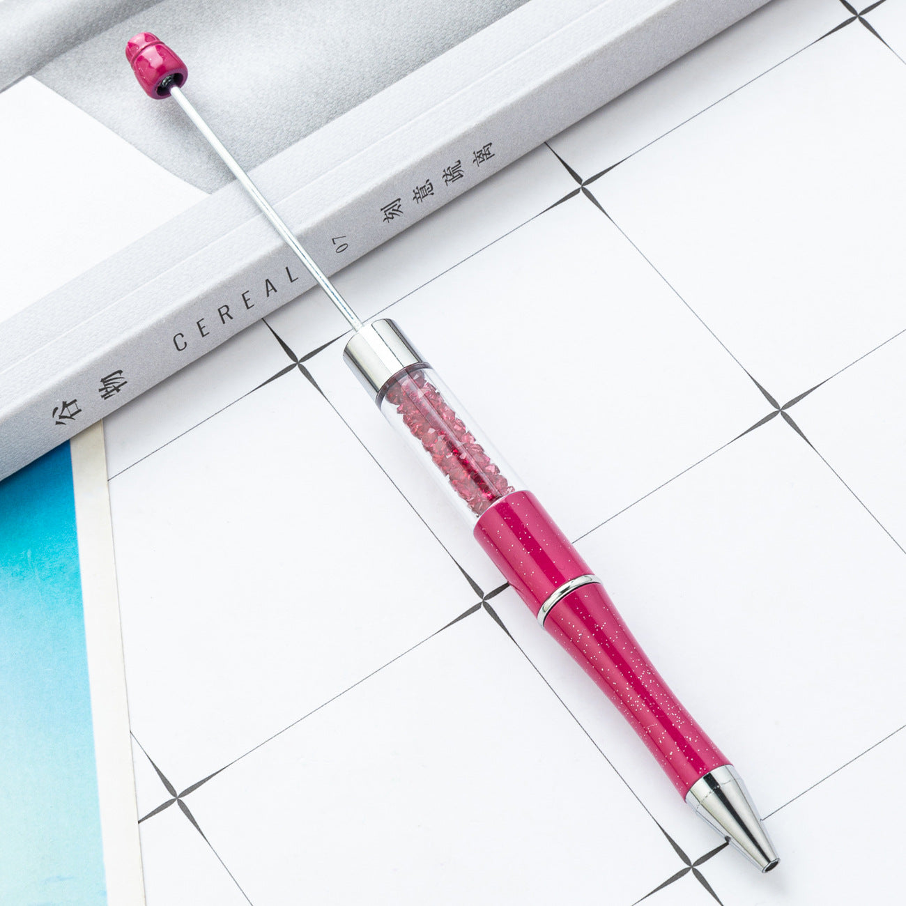 Wholesale DIY Crystal Beadable Pens Multi-Color Rotating Plastic Pen