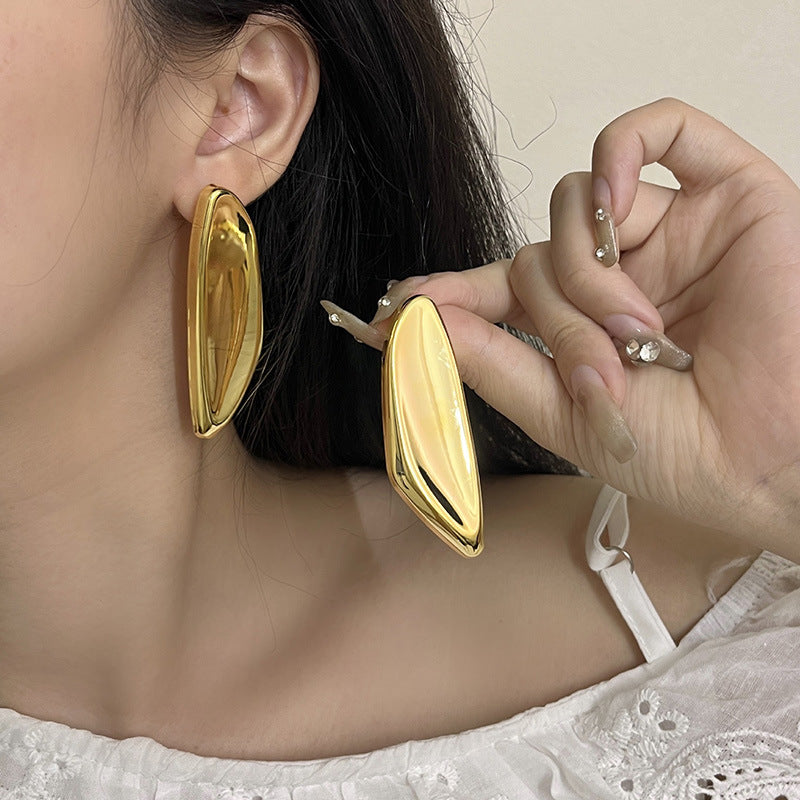 Wholesale personality metal smooth irregular geometric earrings