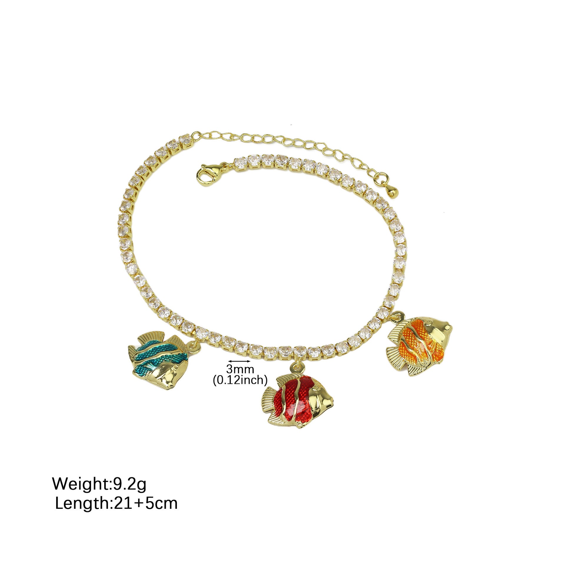 Wholesale Ocean Summer Full Diamond Zirconia Chain Colorful Fish Starfish Seashell Multi-Layer Women' s Anklet
