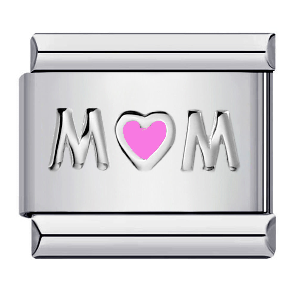 Wholesale Italian Charm Bracelet 9mm DIY Splicing Colored Oil-Drip Petals Stainless Steel Composable Bracelet