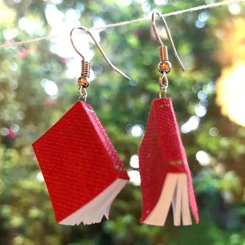 Wholesale  Back to School Season Three-dimensional Book Pendant Earrings