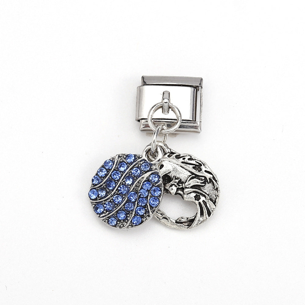 Wholesale 5pcs Italian Charm Bracelet 9mm DIY Splicing Colorful Pendant Stainless Steel Composable Bracelet