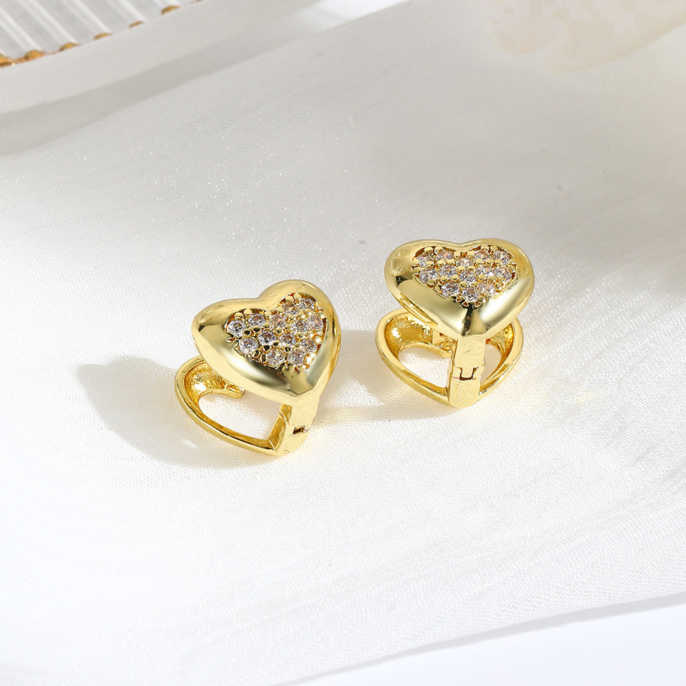 Wholesale  personality copper plated 18k zircon love earrings