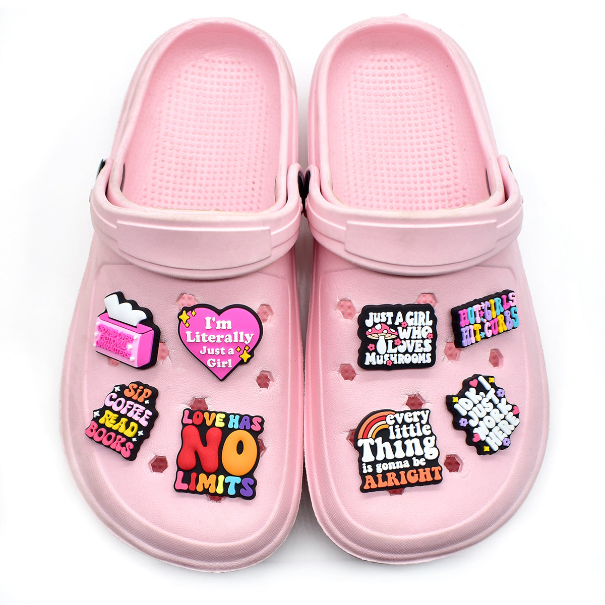 Wholesale Random 100pcs Creative and personalized phrase series   PVC Soft Rubber Shoe Buckle Decoration