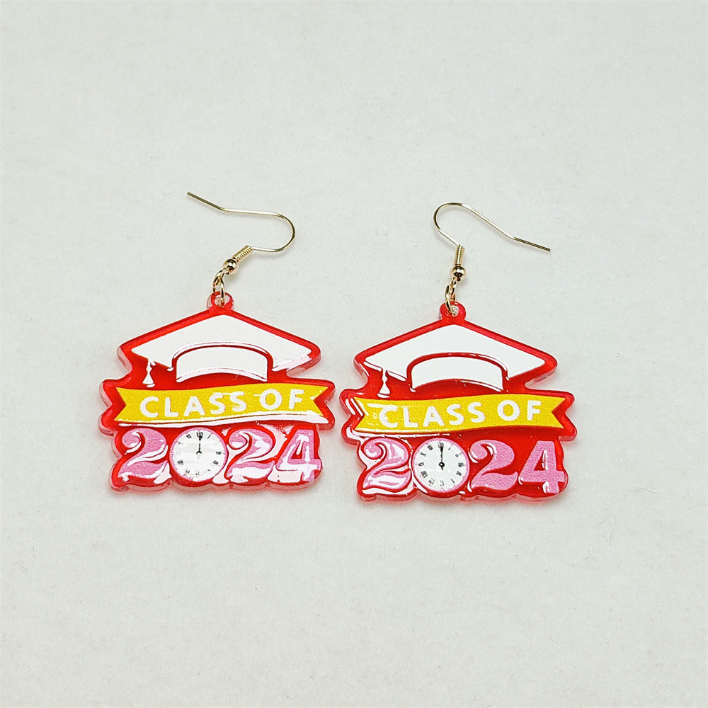 Wholesale Cute Creative Star Acrylic Plate Printed Earrings ACC-ES-Qiyu020
