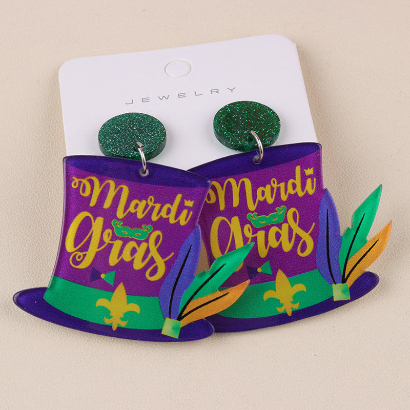 Wholesale  Mardi Gras Christmas Acrylic Earrings