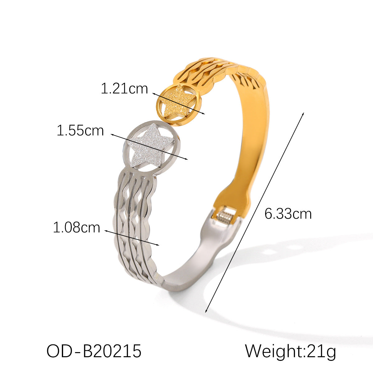 Wholesale  retro zircon five-leaf flower five-pointed star hollow titanium steel bracelet