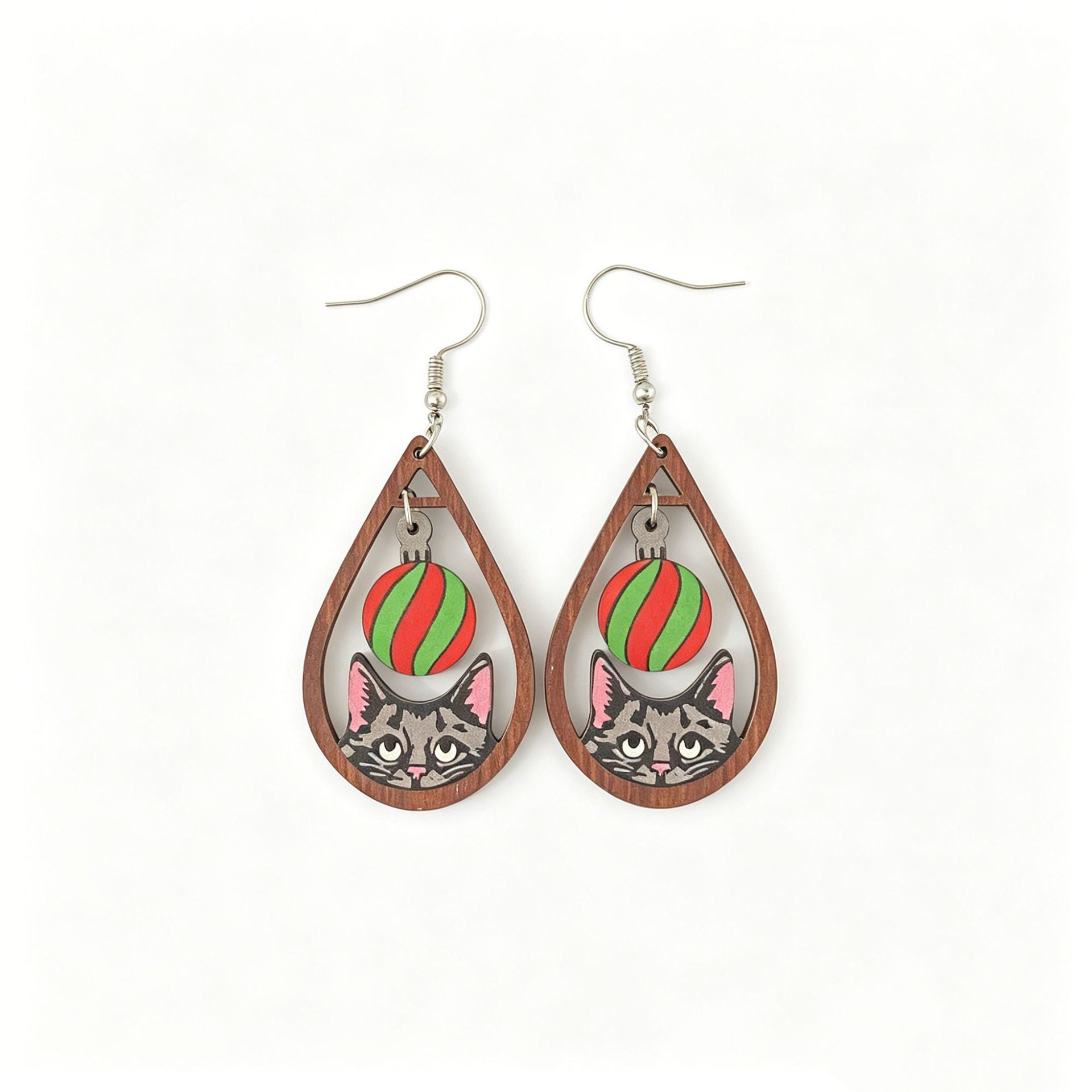 Wholesale Wooden  Water Drop Earrings For Women Christmas Holiday Pendant Charm Fashion Accessory