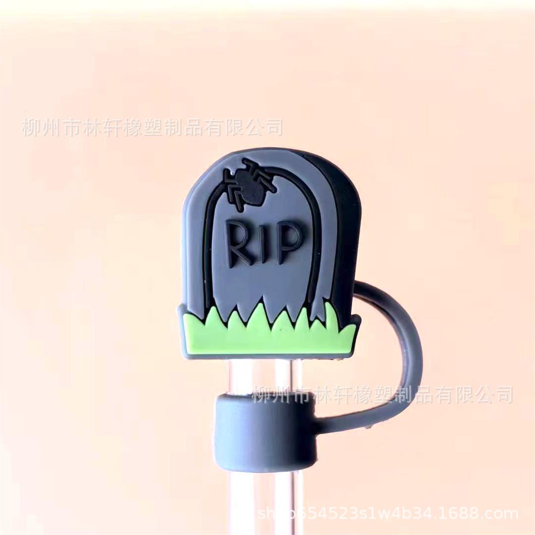 Wholesale  10mm Halloween Creative Cartoon Sports PVC Soft Straw Tube Cap