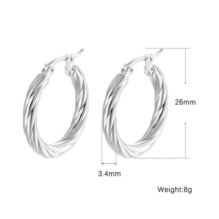 Boucles d'oreilles en acier inoxydable plaquées en argent rétro en gros