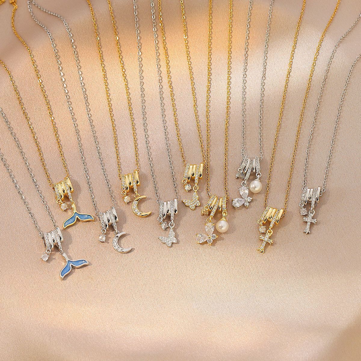 Wholesale Gold Plated Copper Butterfly Zircon Necklace Elegant Nature Design For Women Boutique Resale Jewelry Accessory