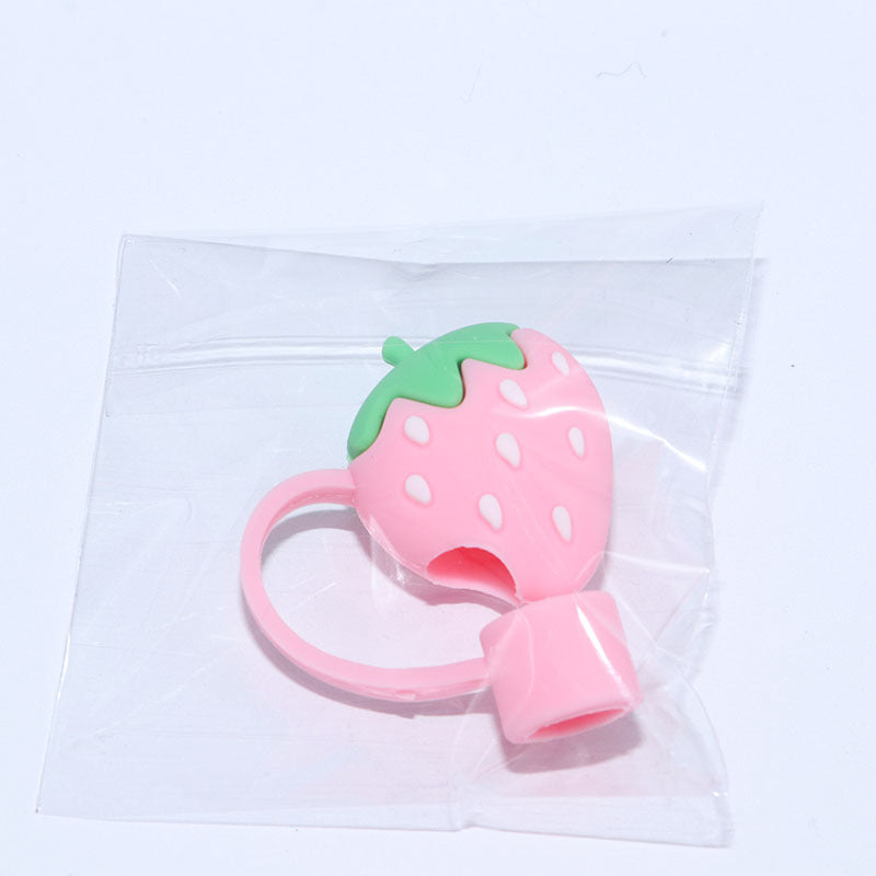 Wholesale 10mm Strawberry PVC Soft Straw Tube Cap
