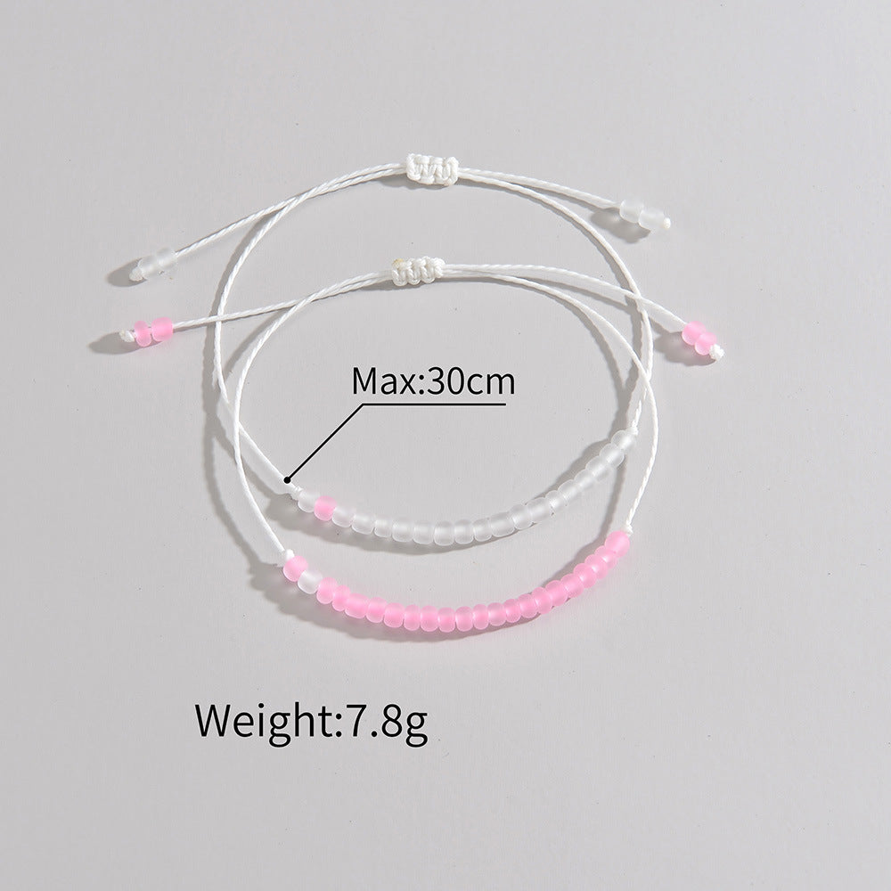Wholesale Luminous Rice Beads Braided Adjustable Women's Card Bracelet