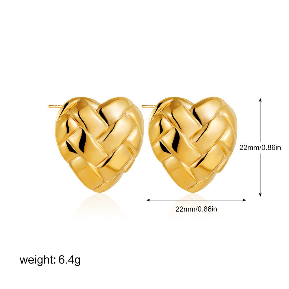 Wholesale  Stainless steel 18K gold love heart earrings silver heart earrings