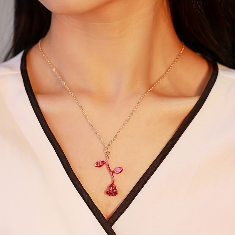 Wholesale Love Rose Necklace  Flower Heart-shaped Clavicle Chain