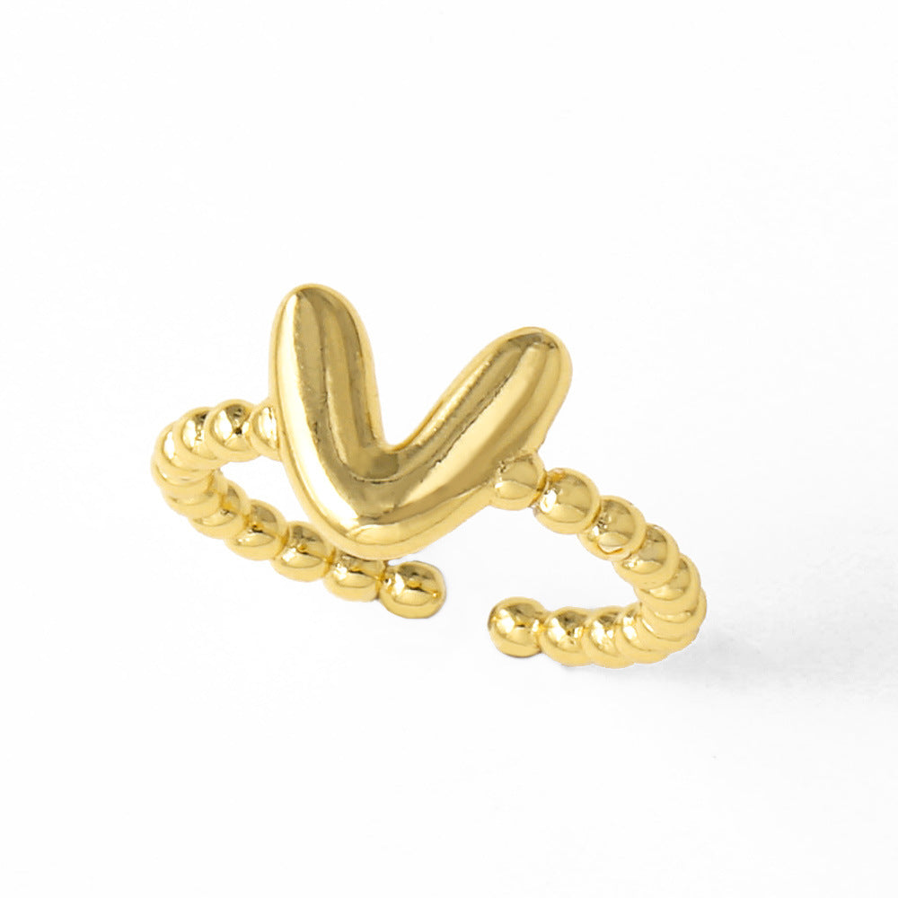 Wholesale 26 English letter rings gold-plated open rings