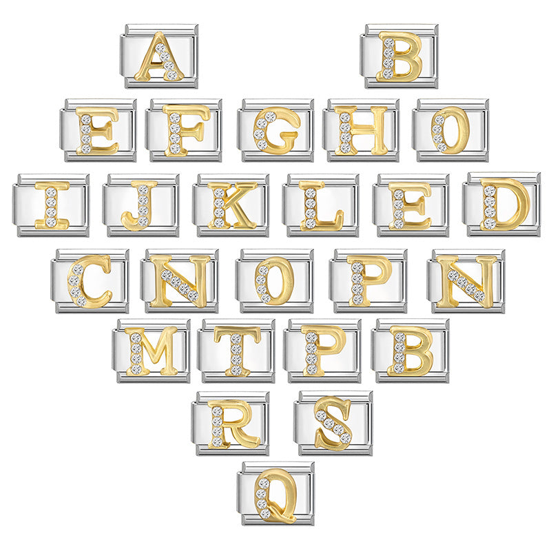 Wholesale 9mm Italian Charm Starter Bracelets DIY Letter Series Stainless Steel Composable Bracelet