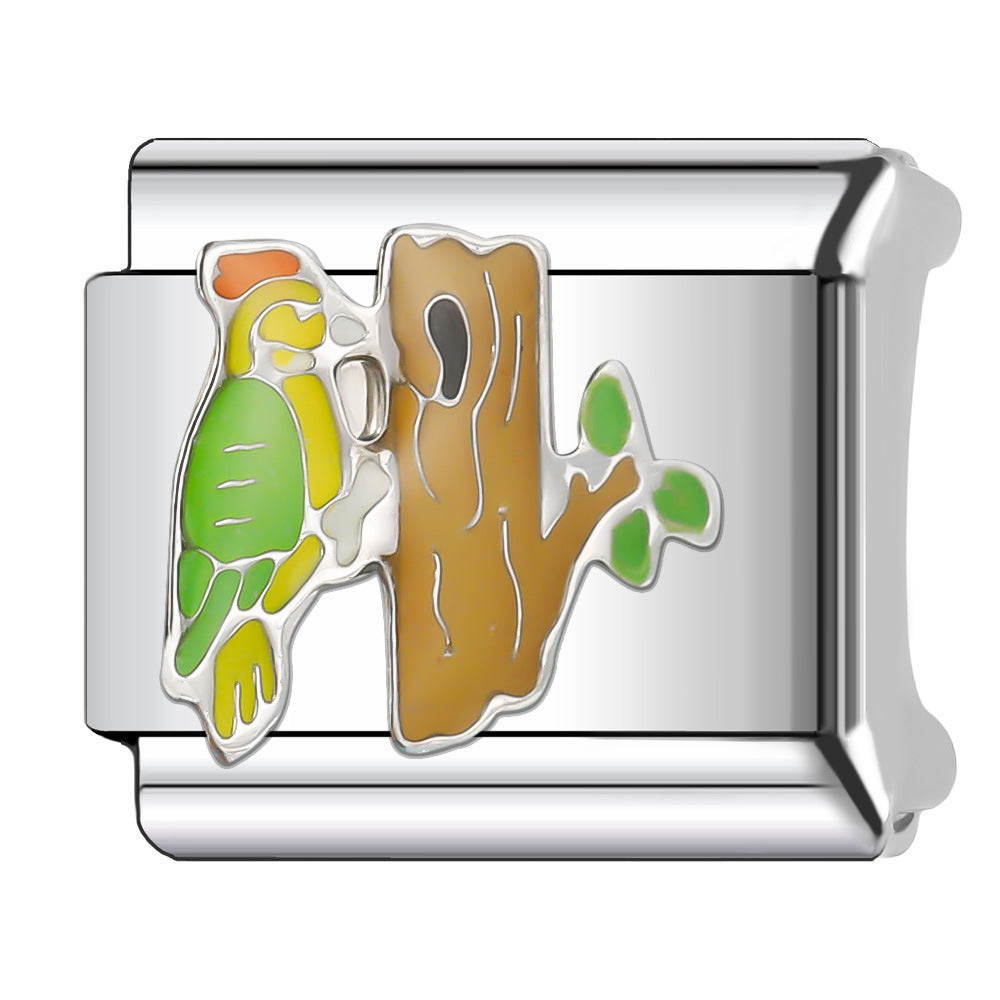 Wholesale Italian Charm Bracelet 9mm DIY Splicing Cute Cartoon Animal Stainless Steel Composable Bracelet